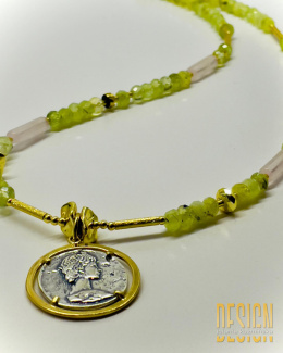 Naszyjnik z awenturynu z monetą - Kuźmińska Design