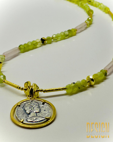 Naszyjnik z awenturynu z monetą - Kuźmińska Design