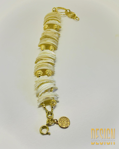 Bransoletka z muszli perłowej z złotym srebrze