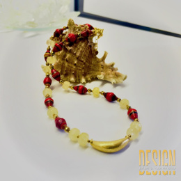 Naszyjnik z korali i cytrynów – srebro złocone 24K