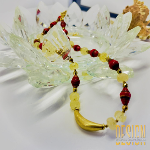 Naszyjnik z korali i cytrynów – srebro złocone 24K