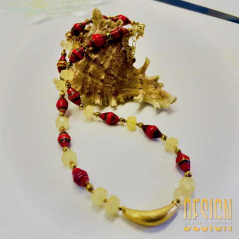 Naszyjnik z korali i cytrynów – srebro złocone 24K