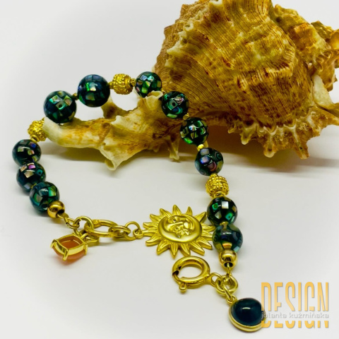 Bransoletka z muszli abalone w srebrze złoconym