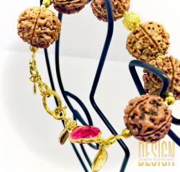 Bransoletka z rudraksha i srebra złoconego 24k złotem