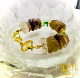 Bransoletka z rutyla i zielonym koralem | Srebro złocone 24k – Kuźmińska Design