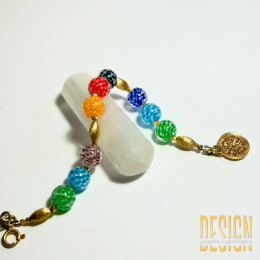 Bransoletka Murano z kolorowego szkła w złoconym srebrze | Kuźmińska Design