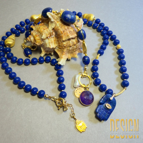 Bransoletka z lapisu lazuli z inkluzjami pirytu w srebrze złoconym