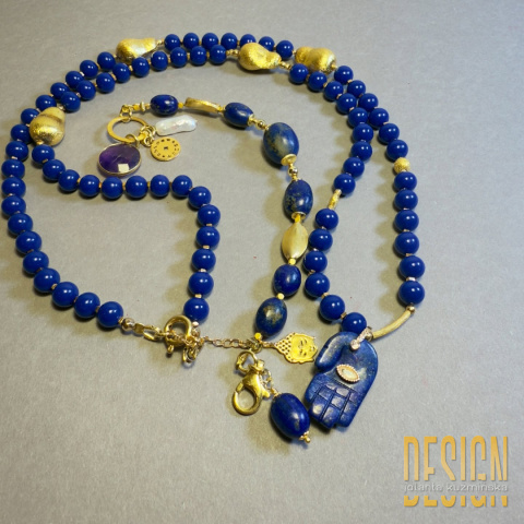 Bransoletka z lapisu lazuli z inkluzjami pirytu w srebrze złoconym