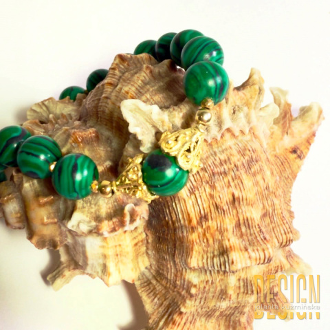 Bransoletka z malachitów w srebrze złoconym