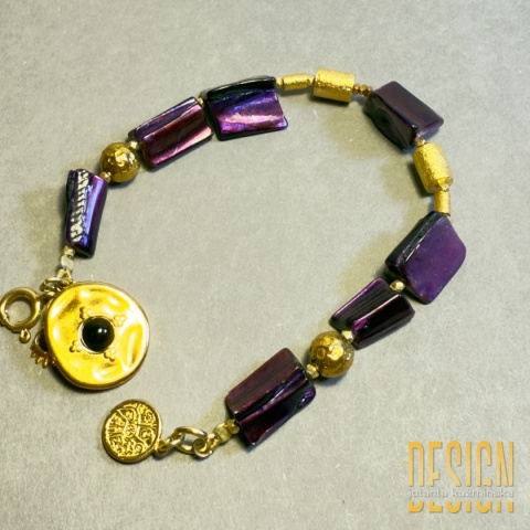 Bransoletka z masy perłowej w złoconym srebrze