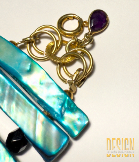 Bransoletka z muszli abalone w srebrze złoconym