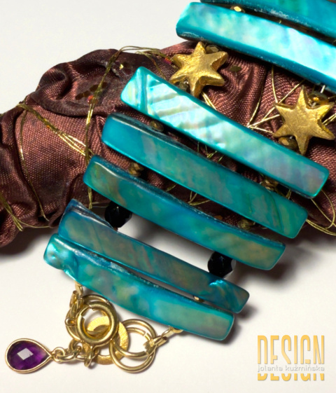 Bransoletka z muszli abalone w srebrze złoconym