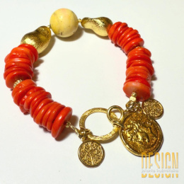 Bransoletka z korali i jaspisu cytrynowego | Srebro złocone 24k – Kuźmińska Design