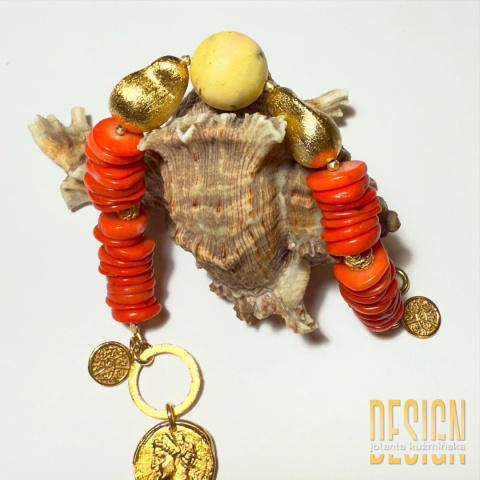 Bransoletka z korali i jaspisu cytrynowego | Srebro złocone 24k – Kuźmińska Design