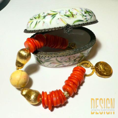 Bransoletka z korali i jaspisu cytrynowego | Srebro złocone 24k – Kuźmińska Design