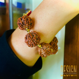 Bransoletka z rudraksha i srebra złoconego 24k złotem