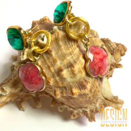 Kolczyki z koniczynką marokańską z eubinami w srebrze złoconym