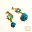 Kolczyki z turkusem i apatytem w srebrze złoconym