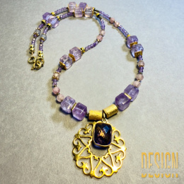 Naszyjnik z ametystów – srebro złocone 24k