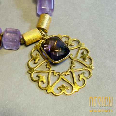 Naszyjnik z ametystów – srebro złocone 24k