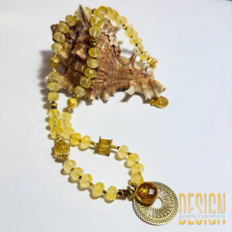 Naszyjnik z cytrynów w srebrze złoconym – elegancka biżuteria