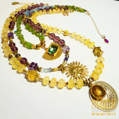 Naszyjnik z cytrynów w srebrze złoconym – elegancka biżuteria