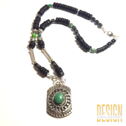 Naszyjnik z czarnego onyksu i turkusu afrykańskiego na srebrze 925