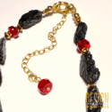 Naszyjnik z czarnych turmalinów z dodatkiem czerwonej aqua aura srebro złocone