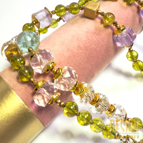 Naszyjnik z oliwinów, ametystów i topazu