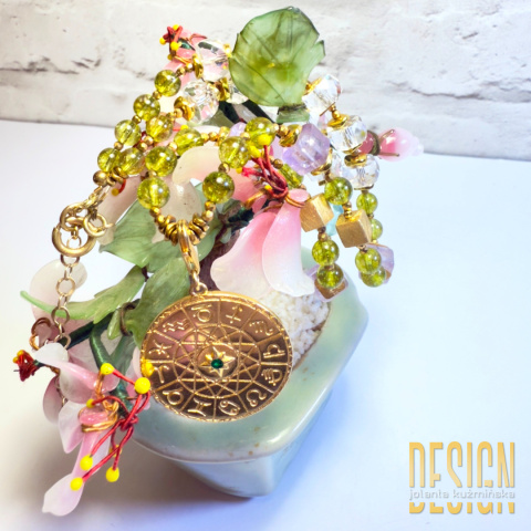 Naszyjnik z oliwinów, ametystów i topazu