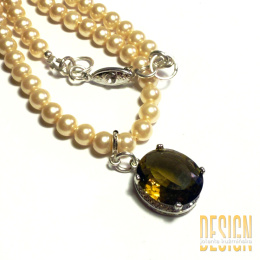 Naszyjnik z pereł z kwarcem dymnym – kolekcja Titanic | Kuźmińska Design