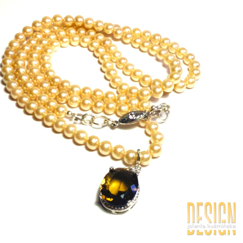 Naszyjnik z pereł z kwarcem dymnym – kolekcja Titanic | Kuźmińska Design