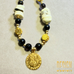 Naszyjnik z turkusów cytrynowych wsrebrze złoconym