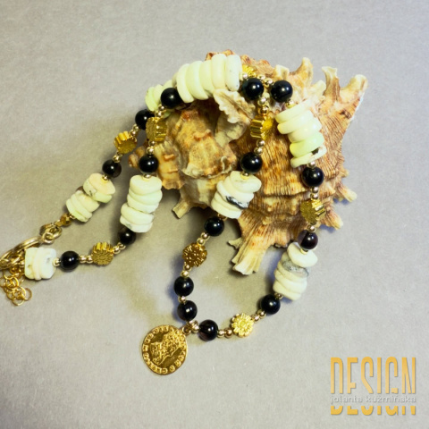 Naszyjnik z turkusów cytrynowych wsrebrze złoconym