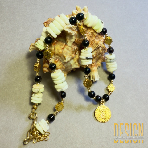 Naszyjnik z turkusów cytrynowych wsrebrze złoconym