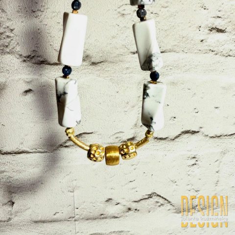 Naszyjnik z turkusu Twist – srebro pozłacane 24k