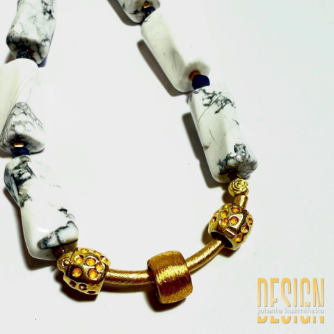 Naszyjnik z turkusu Twist – srebro pozłacane 24k