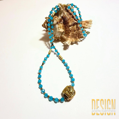 Naszyjnik z zielonych lub niebieskich cyrkonów