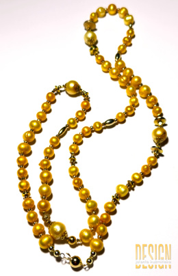 Naszyjnik z żółtych pereł z Phuket w srebrze pozłacanym 24 K | Kuźmińska Design