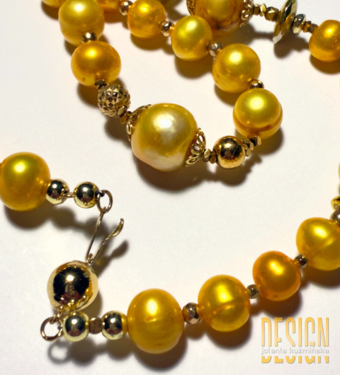 Naszyjnik z żółtych pereł z Phuket w srebrze pozłacanym 24 K | Kuźmińska Design