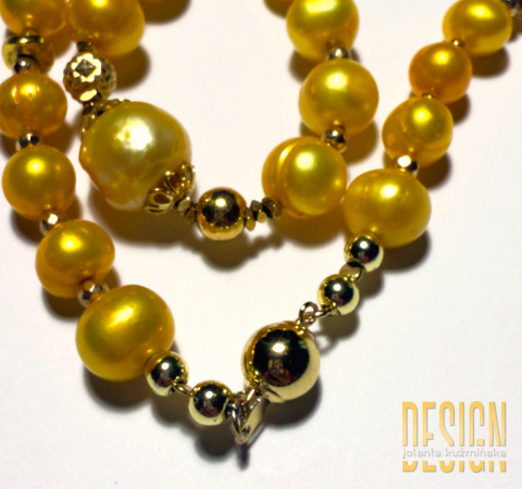 Naszyjnik z żółtych pereł z Phuket w srebrze pozłacanym 24 K | Kuźmińska Design