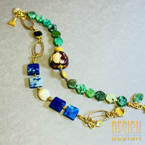 Bransoletka z afrykańskiego turkusu i huayruro – srebro złocone 24k