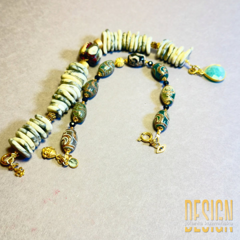 Bransoletka z agatów tybetańskich w złoconym srebrze