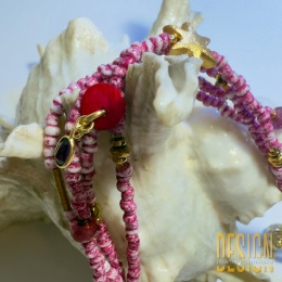 Bransoletka z barwionych agatów i pozłacanego srebra | Rozmiar 19–20 cm | Jedyna sztuka