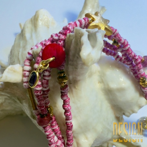 Bransoletka z barwionych agatów i pozłacanego srebra | Rozmiar 19–20 cm | Jedyna sztuka