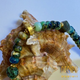 Bransoletka z chryzokoli i srebra złoconego – rozmiar 18,5–19,5 cm