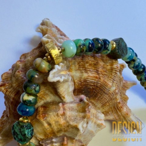 Bransoletka z chryzokoli i srebra złoconego – rozmiar 18,5–19,5 cm