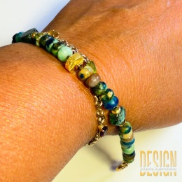 Bransoletka z chryzokoli i srebra złoconego – rozmiar 18,5–19,5 cm