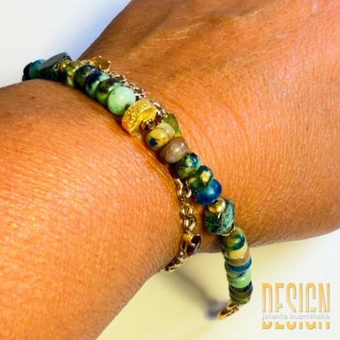 Bransoletka z chryzokoli i srebra złoconego – rozmiar 18,5–19,5 cm