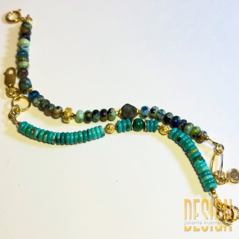 Bransoletka z chryzokoli i srebra złoconego – rozmiar 18,5–19,5 cm